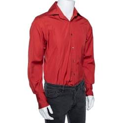Gucci Burnt Orange Cotton Angled Cuff Detail Shirt M 