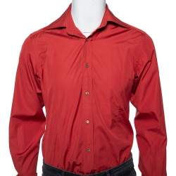Gucci Burnt Orange Cotton Angled Cuff Detail Shirt M 