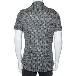 Gucci Multicolored Geometric Print Jersey Short Sleeve Skinny Fit Shirt L 