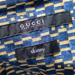 Gucci Multicolored Geometric Print Jersey Short Sleeve Skinny Fit Shirt L 