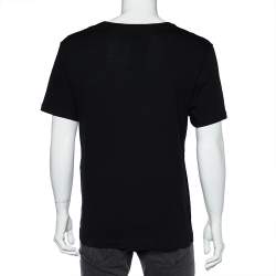 Gucci Black Logo Print Washed Cotton Distressed Effect Oversized T-Shirt S