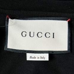 Gucci Black Logo Print Washed Cotton Distressed Effect Oversized T-Shirt S