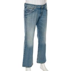 Gucci Light Washed Blue Denim Short Skinny Flared Jeans L