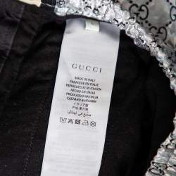 مملوكة مسبقًا Gucci Laminated Sparkling Monogram Jersey Web Stripe Trim Detail Joggers L