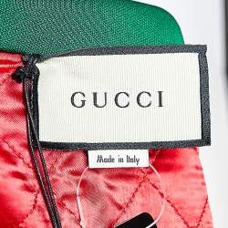 Gucci Green Belt Printed Silk & Jersey Technical Jacket L