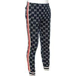 Gucci Navy Blue Logo Jacquard Side Stripe Detail Joggers M