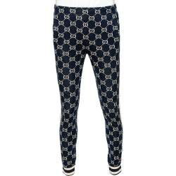 Gucci Navy Blue Logo Jacquard Side Stripe Detail Joggers M