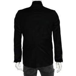 Gucci Midnight Blue Corduroy Bee Embroidered Lapel Tailored Blazer S