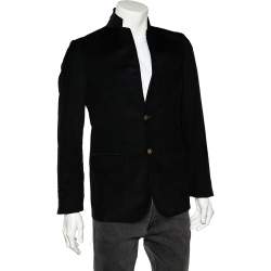 Gucci Midnight Blue Corduroy Bee Embroidered Lapel Tailored Blazer S
