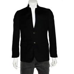 Gucci Midnight Blue Corduroy Bee Embroidered Lapel Tailored Blazer S