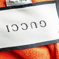 Pre Owned Gucci Orange Cotton Hollywood Embroidered Hoodie XS