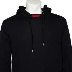 Pre Owned Gucci Black Cotton Knitted Web Trim Hoodie M