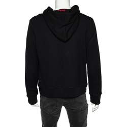 Pre Owned Gucci Black Cotton Knitted Web Trim Hoodie M