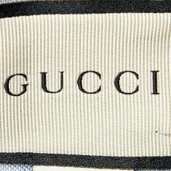 Pre Owned قميص غوتشي قطن أزرق مطرز جيب مزين أزرار أمامية مقاس كبير جدًا جدًا - إكس إكس لارج