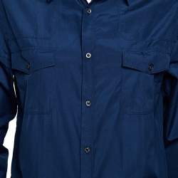 Gucci Navy Blue Cotton Bee Applique Detail Duke Shirt M