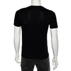 Gucci Black Cotton  Web Stripe Detail V-Neck T-Shirt M