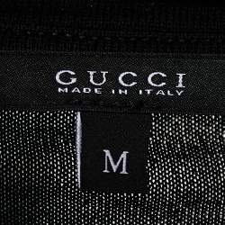 Gucci Black Cotton  Web Stripe Detail V-Neck T-Shirt M
