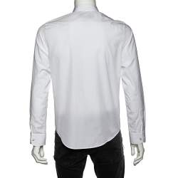 مملوكة مسبقًا Gucci White Cotton L'Aveugle Par Amour Embroidered Duke Shirt M