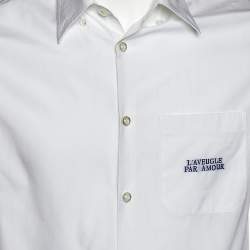 مملوكة مسبقًا Gucci White Cotton L'Aveugle Par Amour Embroidered Duke Shirt M
