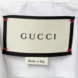 مملوكة مسبقًا Gucci White Cotton L'Aveugle Par Amour Embroidered Duke Shirt M