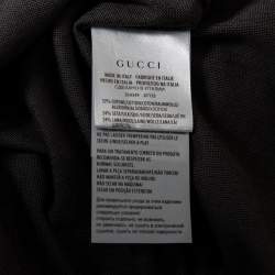 Pre Owned تي شيرت بولو غوتشي قطن رصاصي بيكية مطبوع شارة شعار الماركة مقاس كبير (لارج)