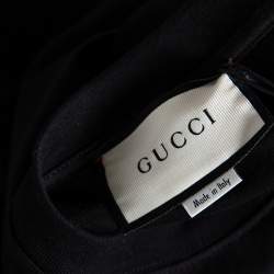 Pre Owned تي شيرت غوتشي قطن أسود طباعة فراولة نمط واسع مقاس صغير - سمول