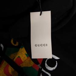 Pre Owned هودي غوتشي قطن أسود نمط ممزق بالشعار مقاس متوسط - ميديوم