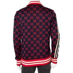 Pre Owned جاكيت غوتشي جي جي جاكار أزرق كحلي قطن مضلع مقاس كبير جدًا - إكس لارج