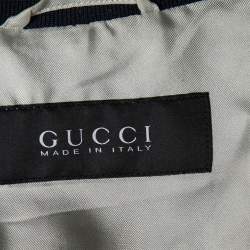 Gucci Ivory Horse Frame Print Silk Bomber Jacket XS