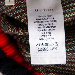 Pre Owned بلوفر غوتشي صوف جاكار أخضر حواف متباينة رقبة مستديرة مقاس كبير - لارج