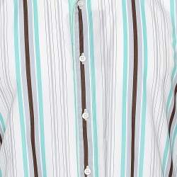 قميص غوتشي سكيني أزرار أمامية قطن مخطط متعدد الألوان مقاس كبير 3 إكس 