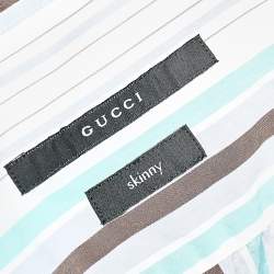 قميص غوتشي سكيني أزرار أمامية قطن مخطط متعدد الألوان مقاس كبير 3 إكس 