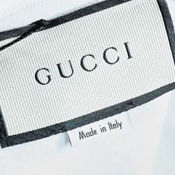 Pre Owned Gucci White Logo Printed Cotton Distressed T-Shirt S