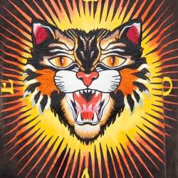 Gucci Brown Angry Cat Applique Cotton Short Sleeve Crewneck T-Shirt L