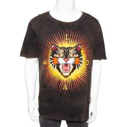 Brown Cat Cotton Short Sleeve Crewneck T-Shirt L Gucci | TLC