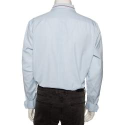 Pre Owned Gucci Blue Checkered Cotton Button Front Slim Fit Shirt XXXL