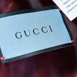 Pre Owned جاكت منفوخ غوتشي أبليك حروف دي أي واي جلد أسود مقاس متوسط