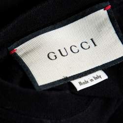 مملوكة مسبقًا Gucci Black Logo Printed Cotton Short Sleeve T-Shirt M