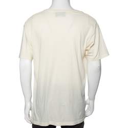 Pre Owned تي شيرت غوتشي قطن مطبوع حرف جي متداخل كريمي كبير الحجم رقبة مستديرة مقاس صغير جداً (اكس سمول)