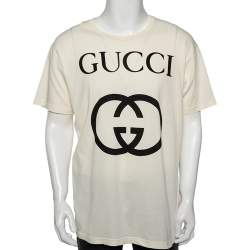 Gucci Cream Interlocking G Print Cotton Oversized Crewneck T-Shirt XS Gucci