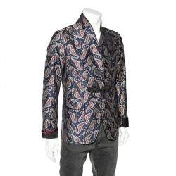 Gucci Navy Blue Seahorse Jacquard Evening Blazer M