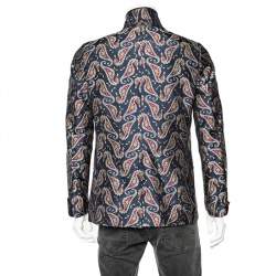 Gucci Navy Blue Seahorse Jacquard Evening Blazer M