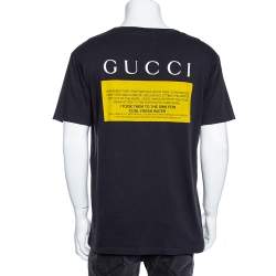 Gucci Grey Black Cat Blind For Love Print Cotton Short Sleeve T-Shirt M