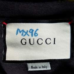 Gucci Grey Black Cat Blind For Love Print Cotton Short Sleeve T-Shirt M