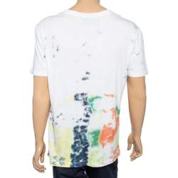 Pre Owned Gucci Multicolored Tie-Dye Logo Printed Cotton Short Sleeve T-Shirt L