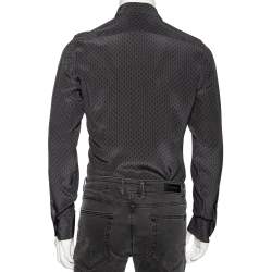 Gucci Charcoal Grey Printed Silk Button Front Shirt S