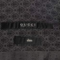 Gucci Charcoal Grey Printed Silk Button Front Shirt S