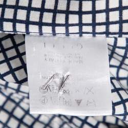Gucci Blue Logo Checked Cotton Slim Fit Shirt S