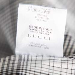 Gucci Monochrome Checkered Cotton Button Front Shirt M