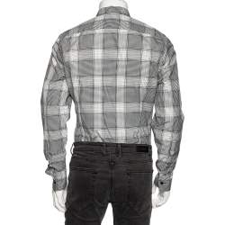 Gucci Monochrome Checkered Cotton Button Front Shirt M